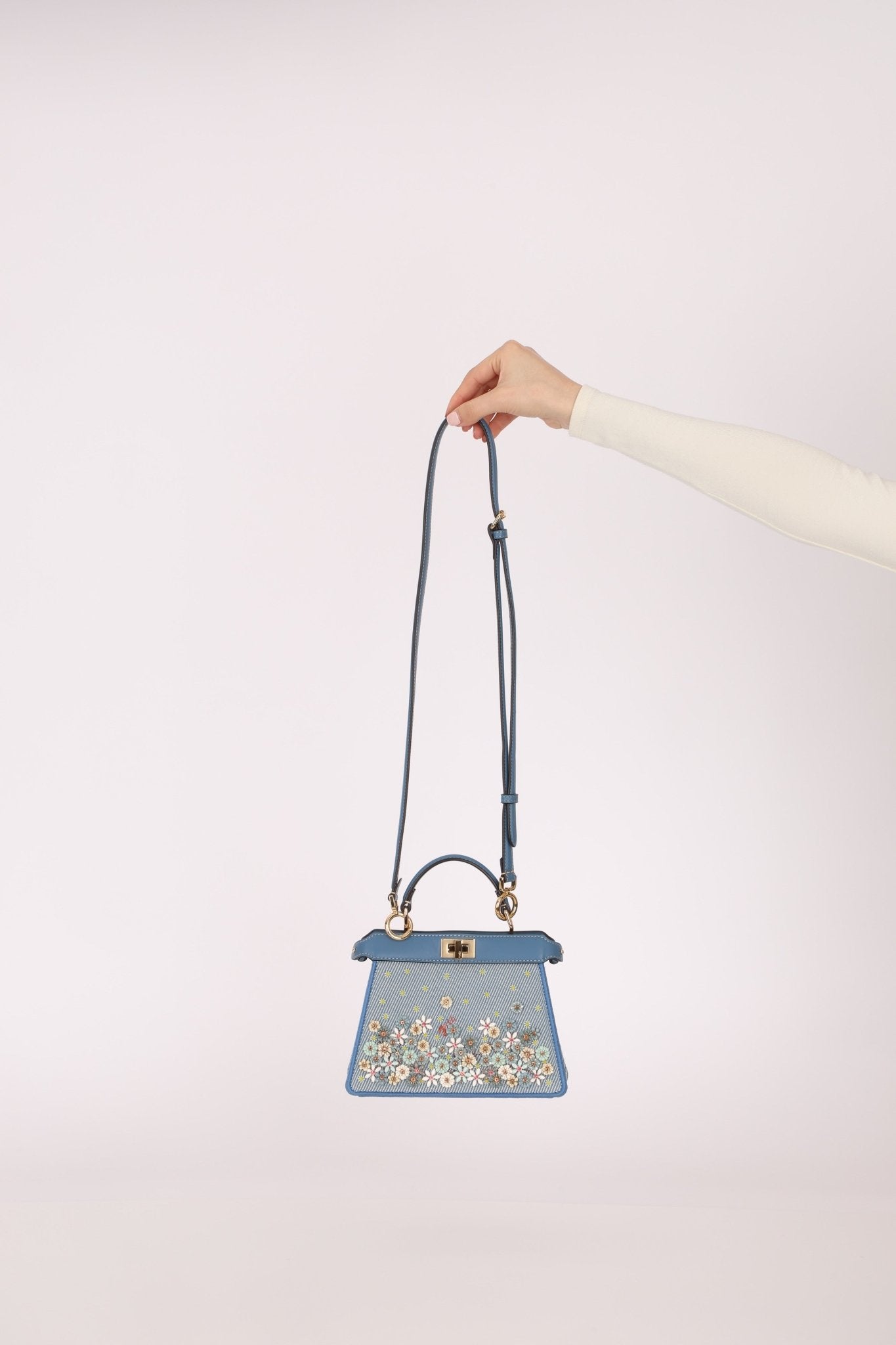 Fendi Floral Beaded Denim ISeeU Petite Peekaboo - FashioNica