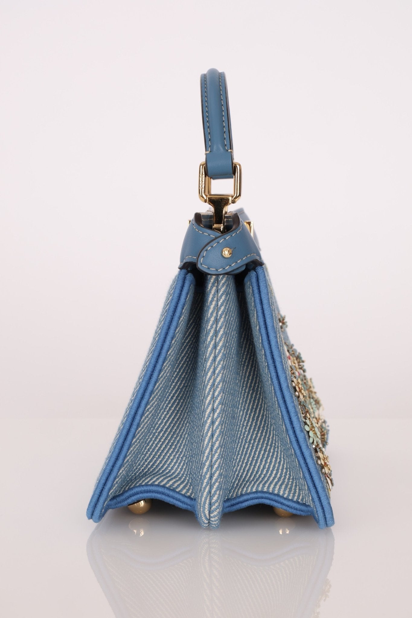 Fendi Floral Beaded Denim ISeeU Petite Peekaboo - FashioNica