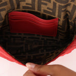 Fendi Floral Embroidered Red Baguette Waist Bag - FashioNica