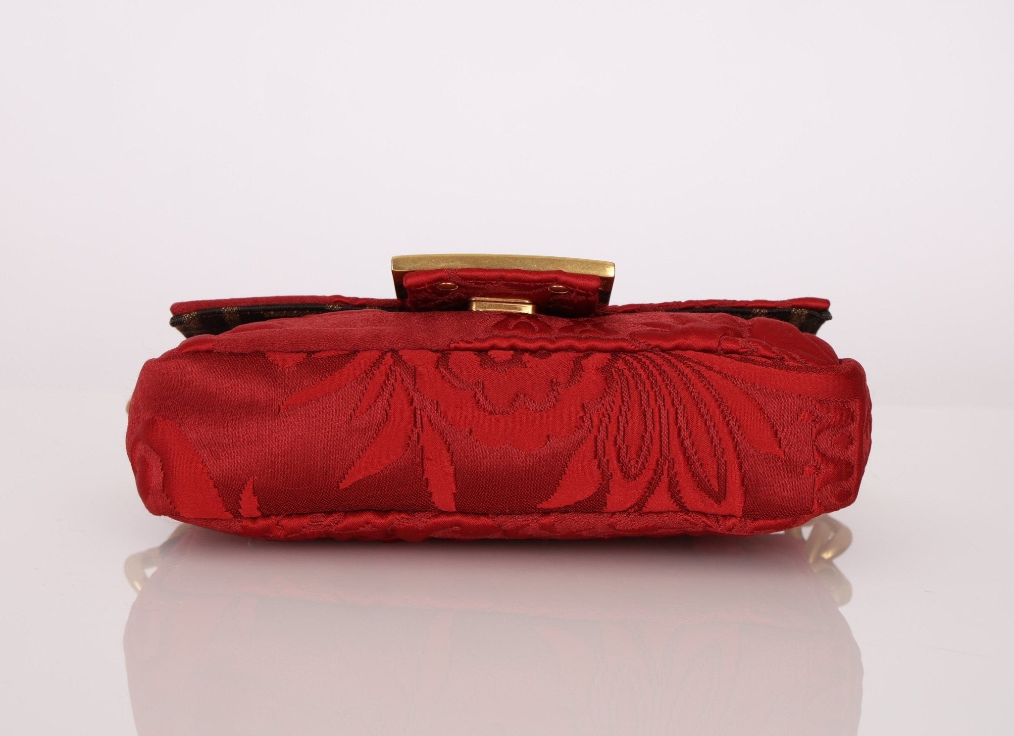 Fendi Floral Embroidered Red Baguette Waist Bag - FashioNica