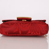 Fendi Floral Embroidered Red Baguette Waist Bag - FashioNica