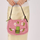 Fendi Floral Knit and Pony Hair Mamma Baguette - FashioNica
