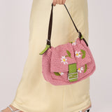 Fendi Floral Knit and Pony Hair Mamma Baguette - FashioNica