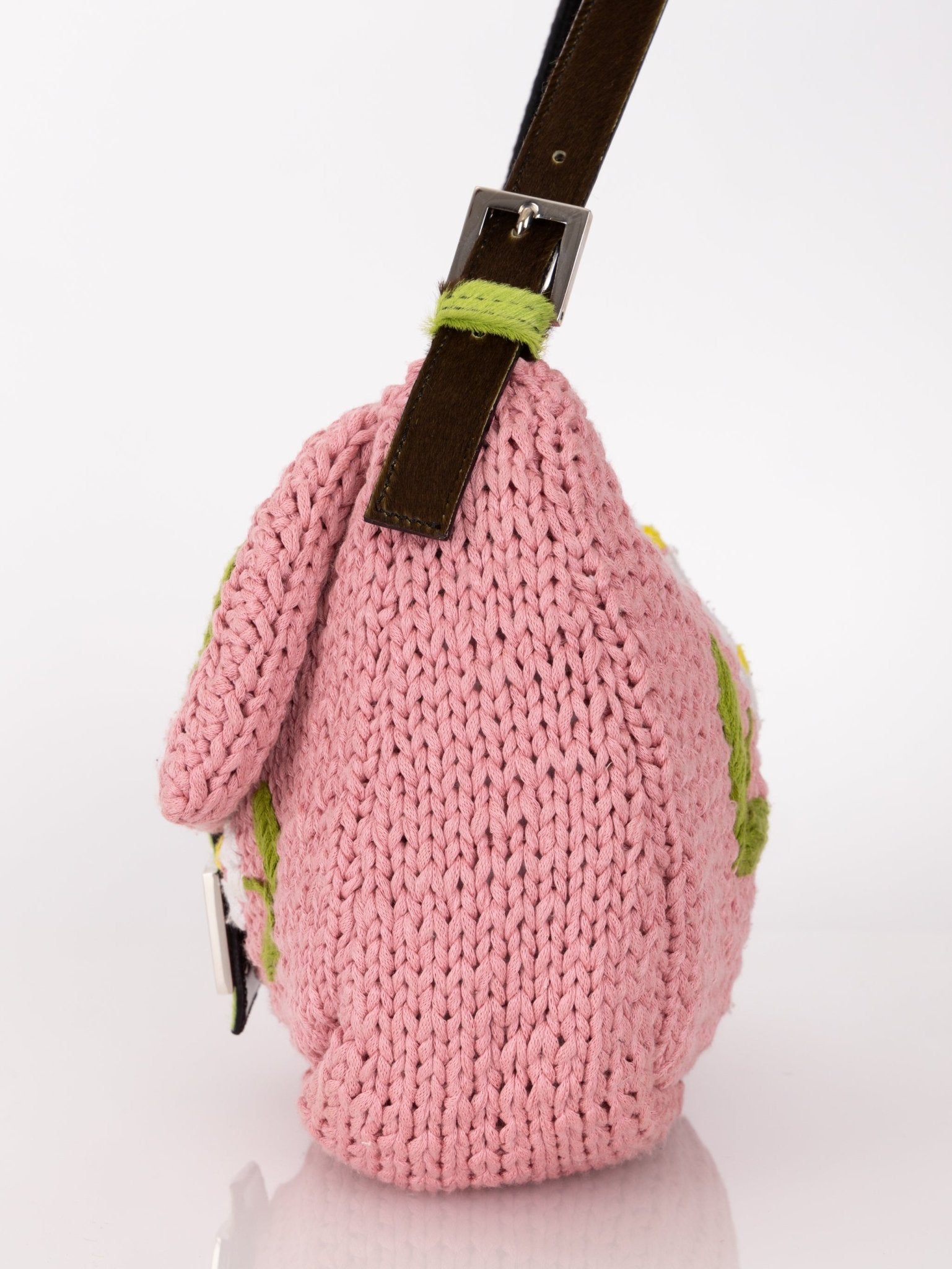 Fendi Floral Knit and Pony Hair Mamma Baguette - FashioNica