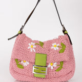 Fendi Floral Knit and Pony Hair Mamma Baguette - FashioNica