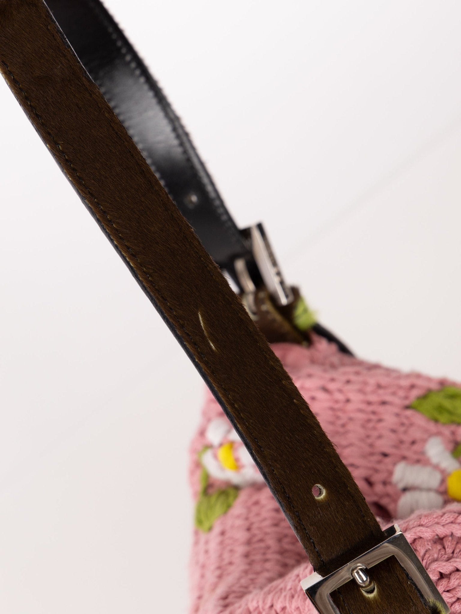 Fendi Floral Knit and Pony Hair Mamma Baguette - FashioNica