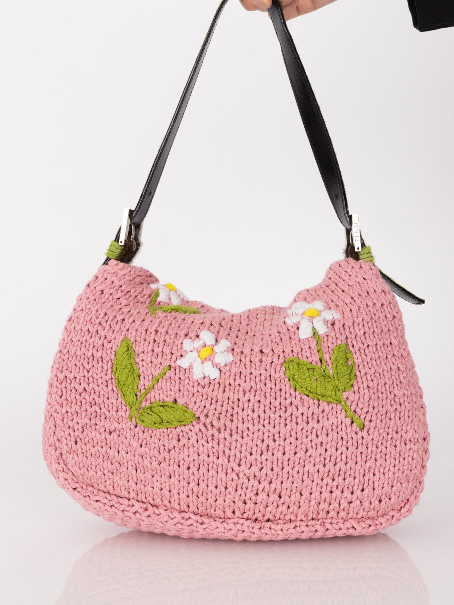 Fendi Floral Knit and Pony Hair Mamma Baguette - FashioNica