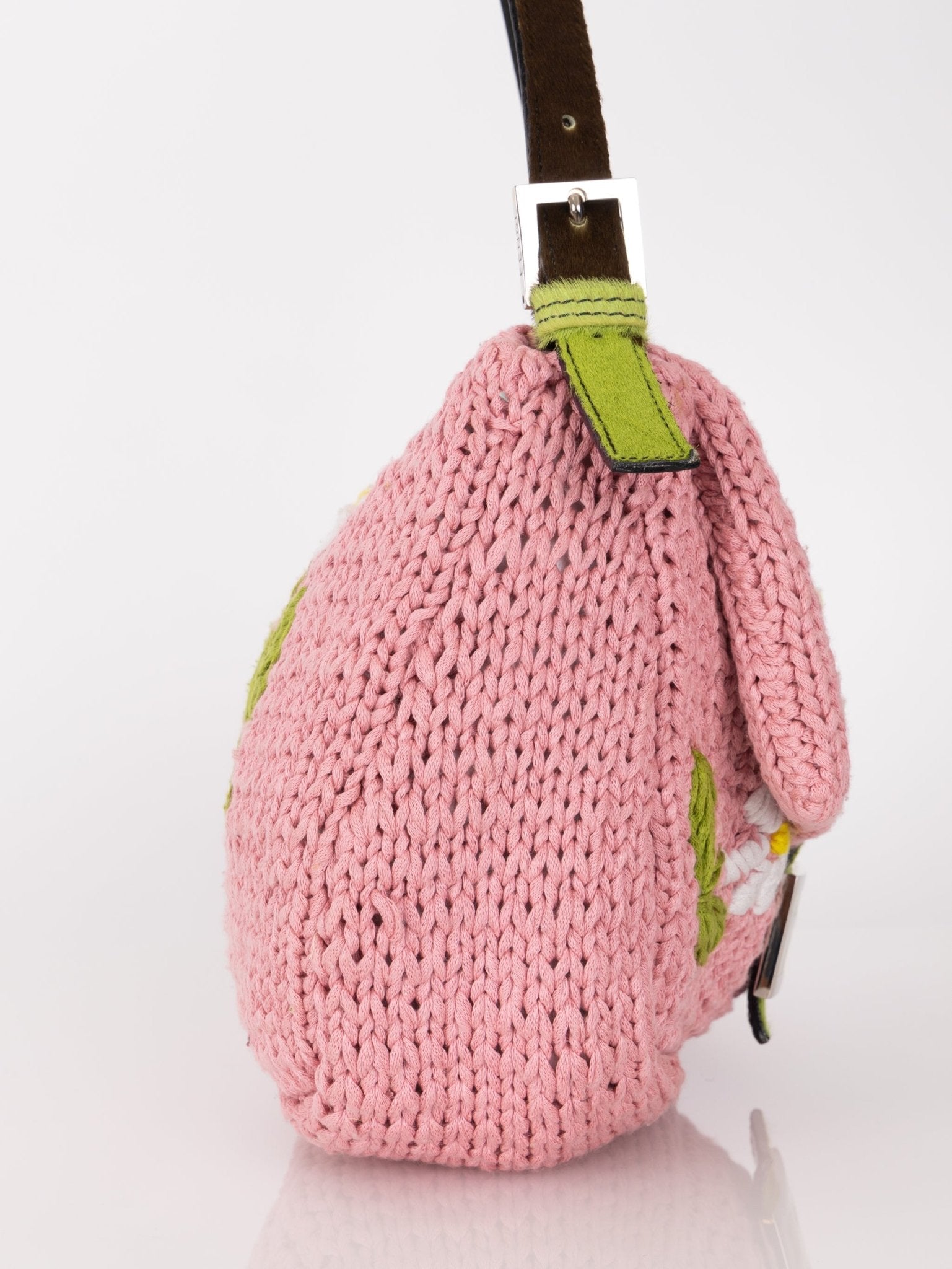 Fendi Floral Knit and Pony Hair Mamma Baguette - FashioNica