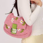 Fendi Floral Knit and Pony Hair Mamma Baguette - FashioNica