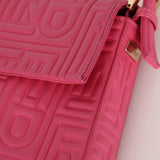 Fendi Fuchsia Logo Lambskin Embossed Baguette - FashioNica