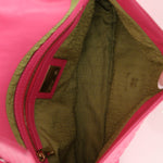 Fendi Fuchsia Logo Lambskin Embossed Baguette - FashioNica
