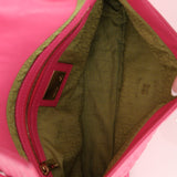 Fendi Fuchsia Logo Lambskin Embossed Baguette - FashioNica
