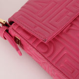 Fendi Fuchsia Logo Lambskin Embossed Baguette - FashioNica
