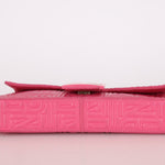 Fendi Fuchsia Logo Lambskin Embossed Baguette - FashioNica