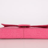 Fendi Fuchsia Logo Lambskin Embossed Baguette - FashioNica