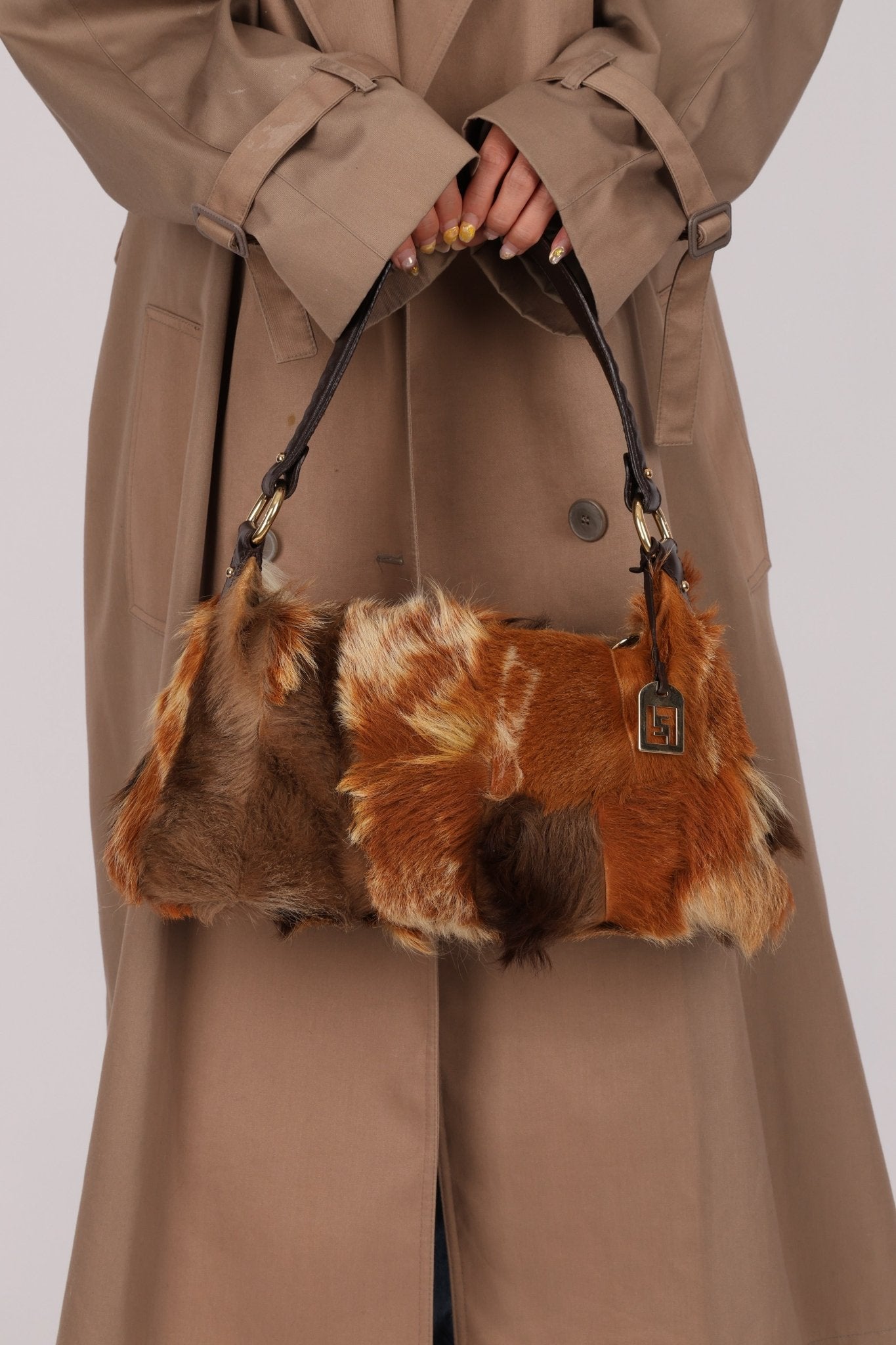 Fendi Gazelle and Goat Fur Patch Shoulder Bag - FashioNica