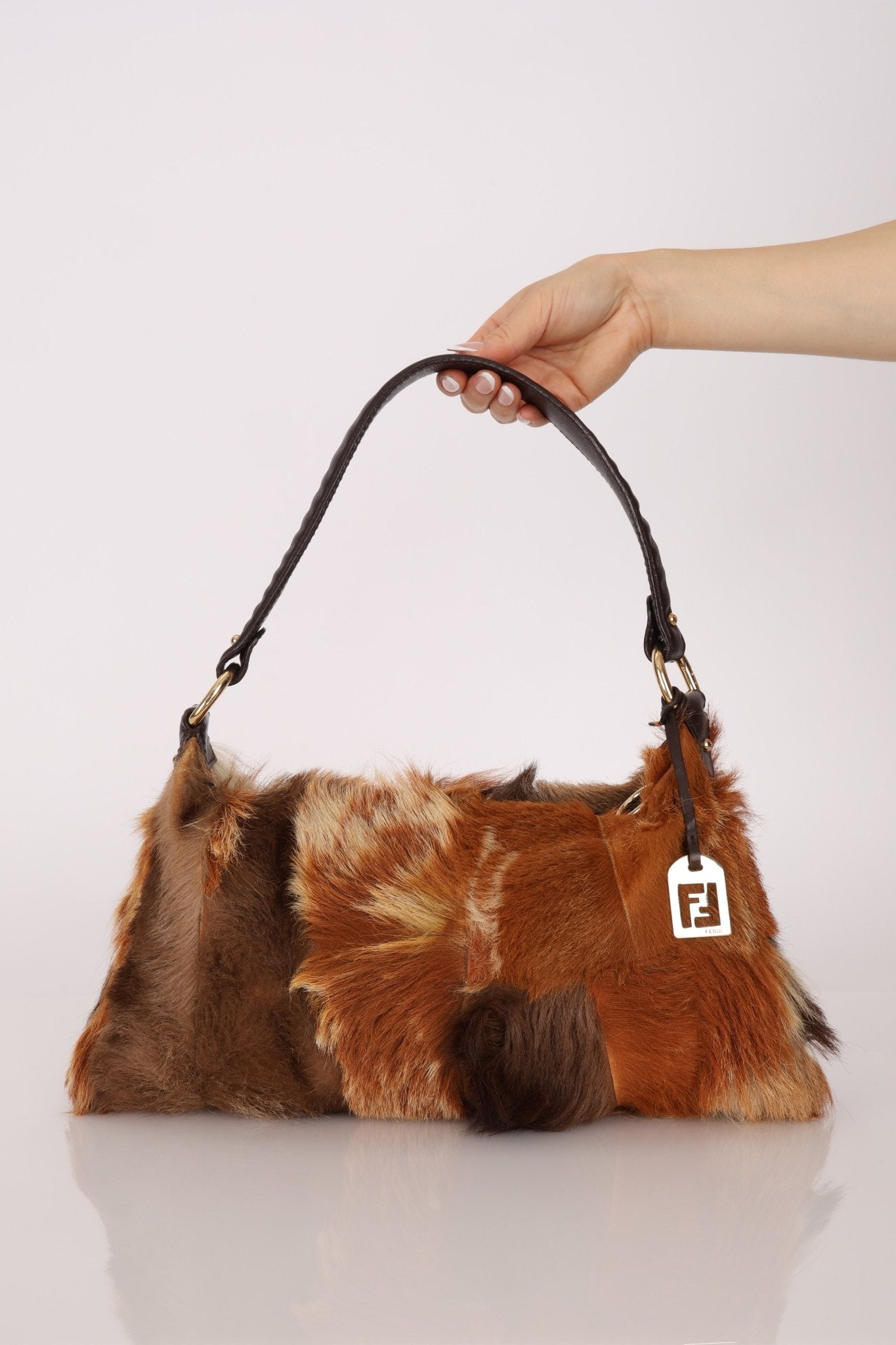 Fendi Gazelle and Goat Fur Patch Shoulder Bag - FashioNica
