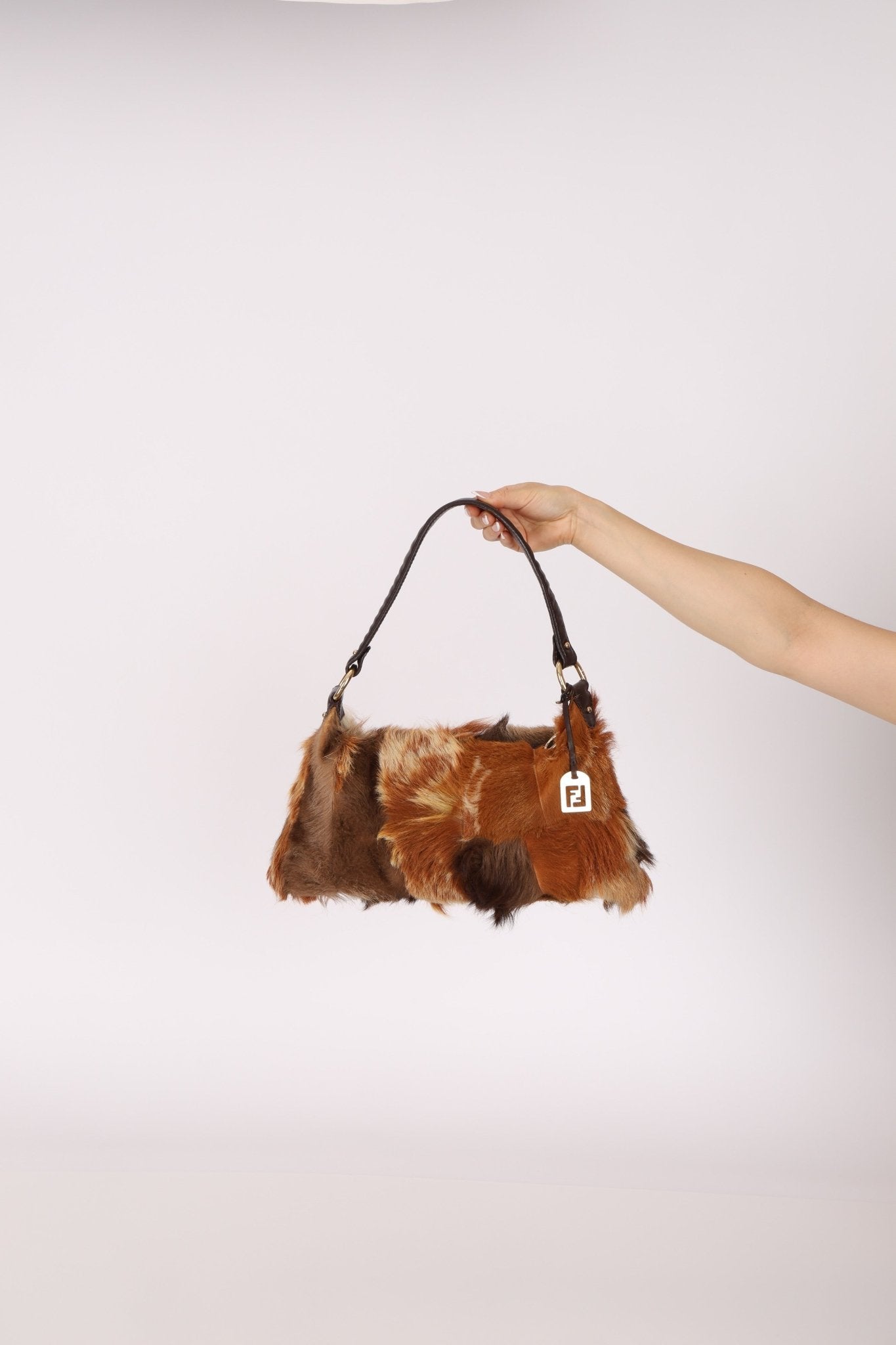 Fendi Gazelle and Goat Fur Patch Shoulder Bag - FashioNica