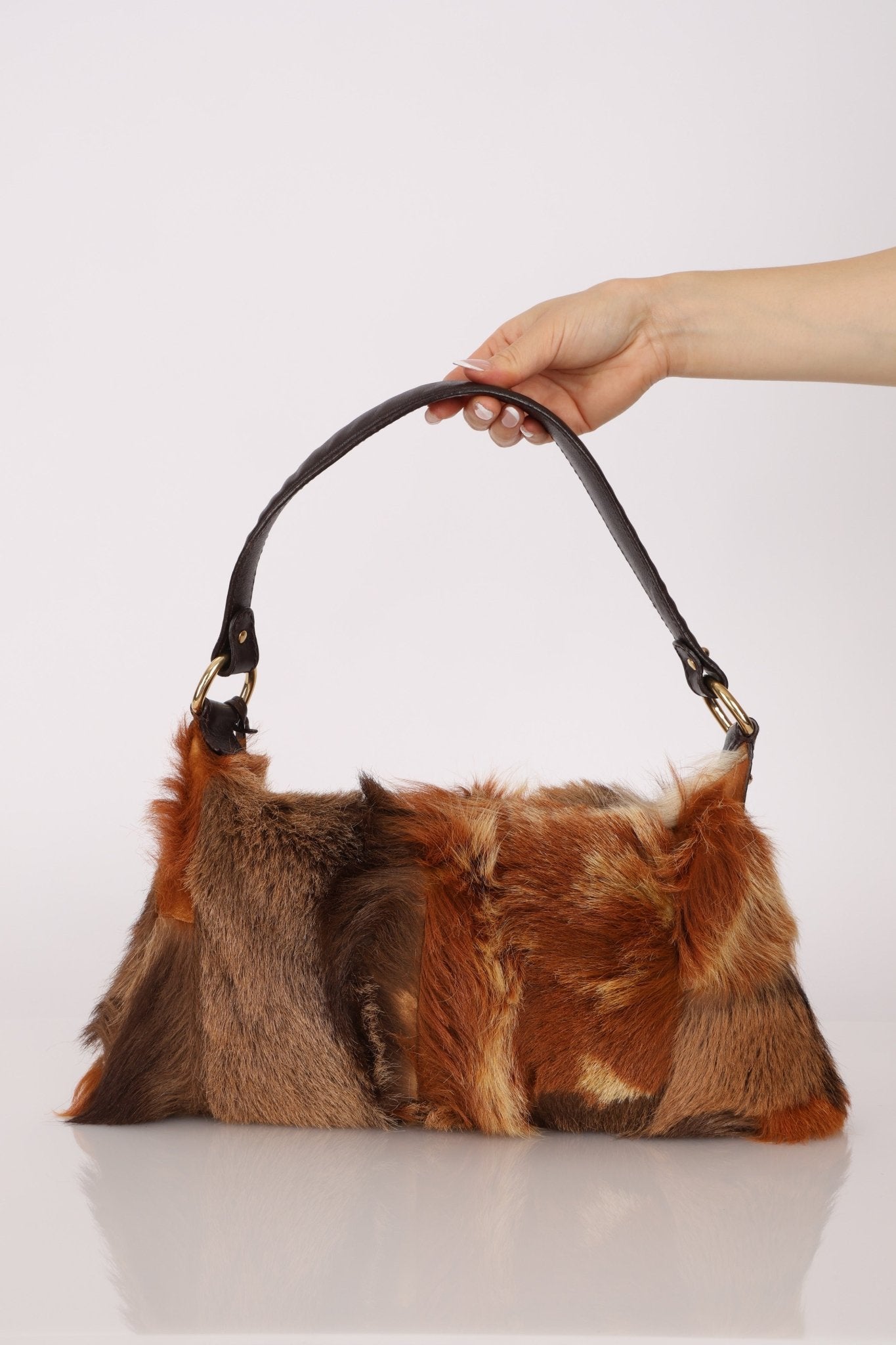 Fendi Gazelle and Goat Fur Patch Shoulder Bag - FashioNica