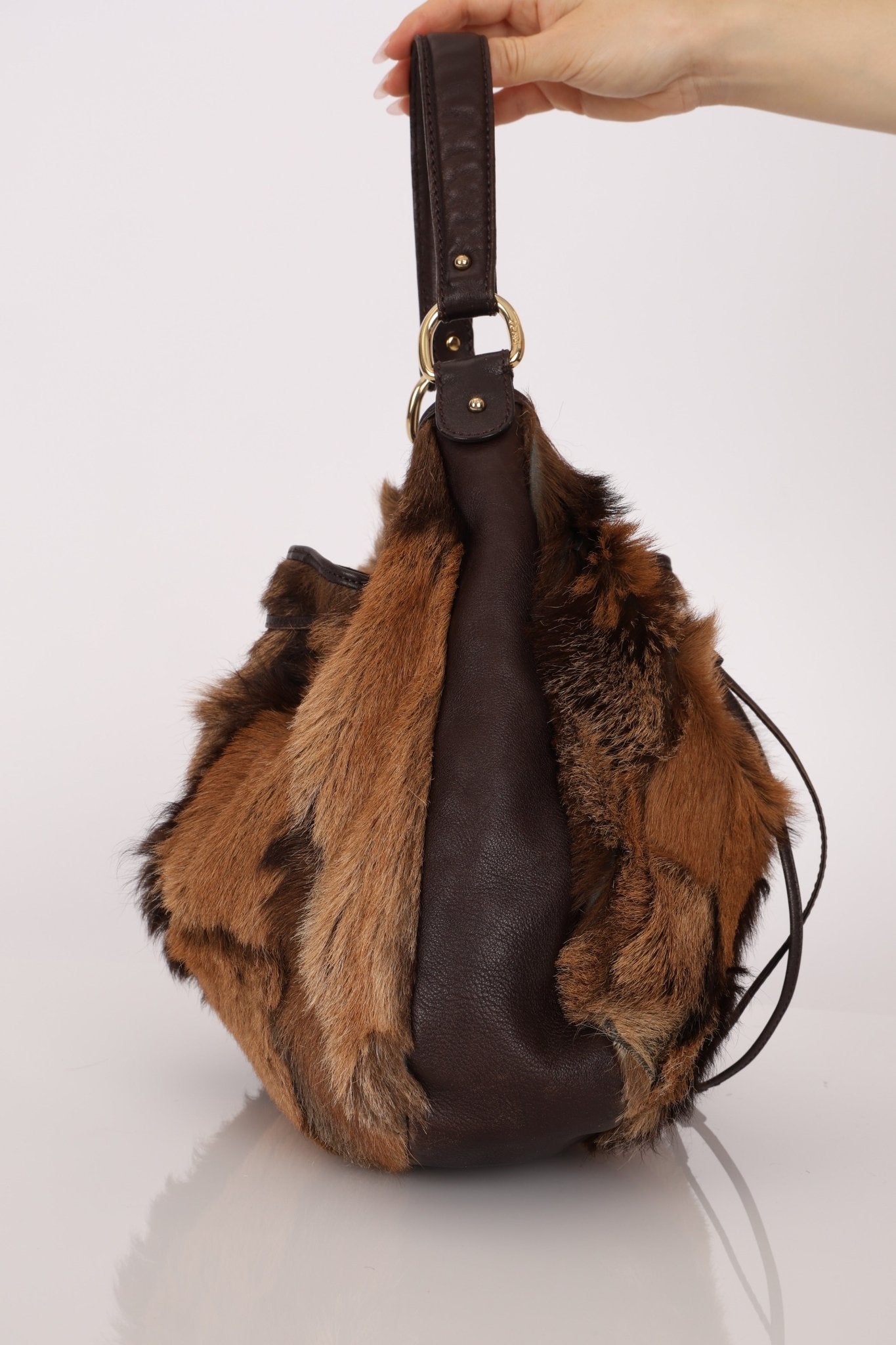 Fendi Goat and Gazelle Drawstring Bucket Bag - FashioNica