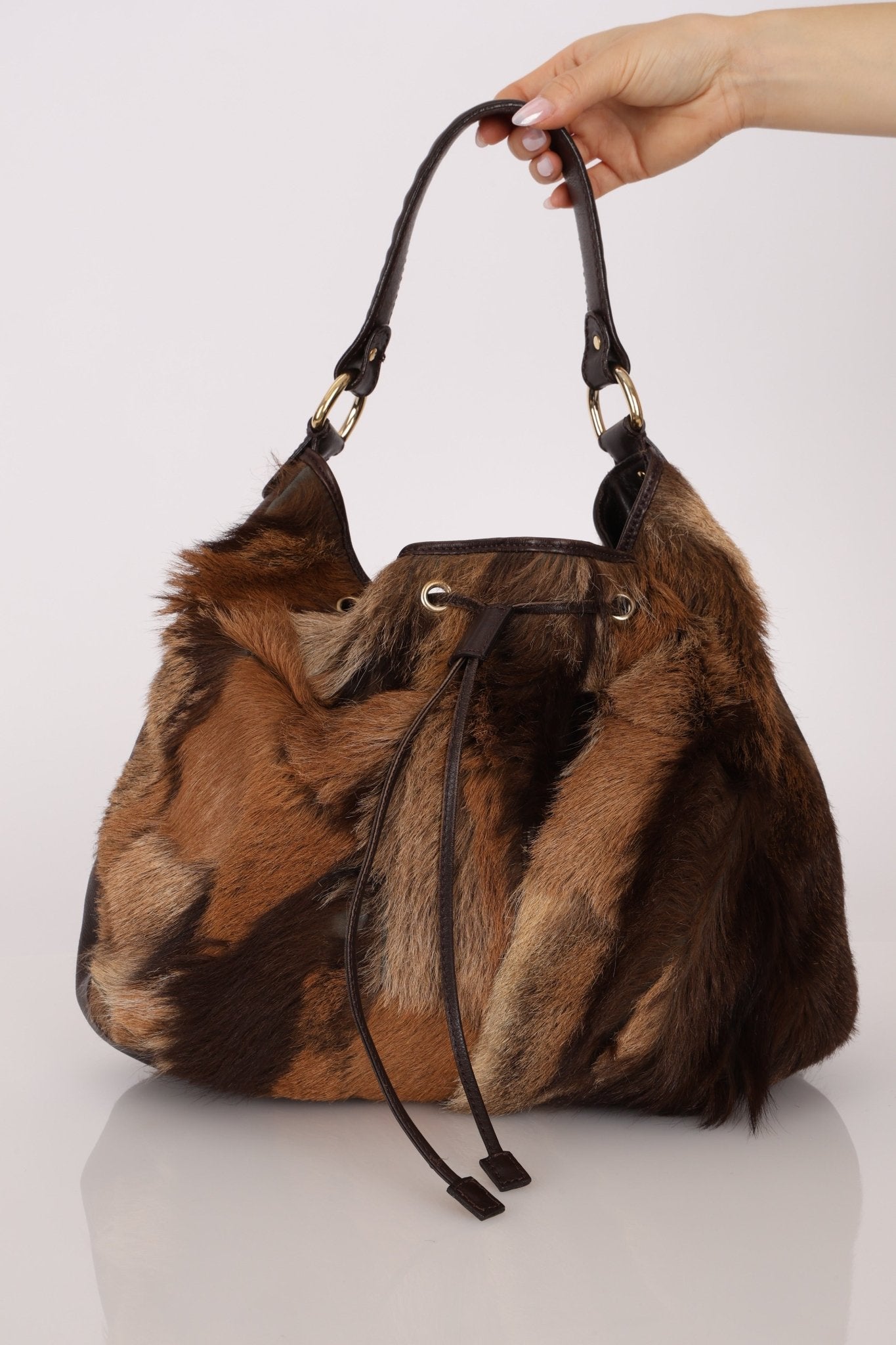 Fendi Goat and Gazelle Drawstring Bucket Bag - FashioNica