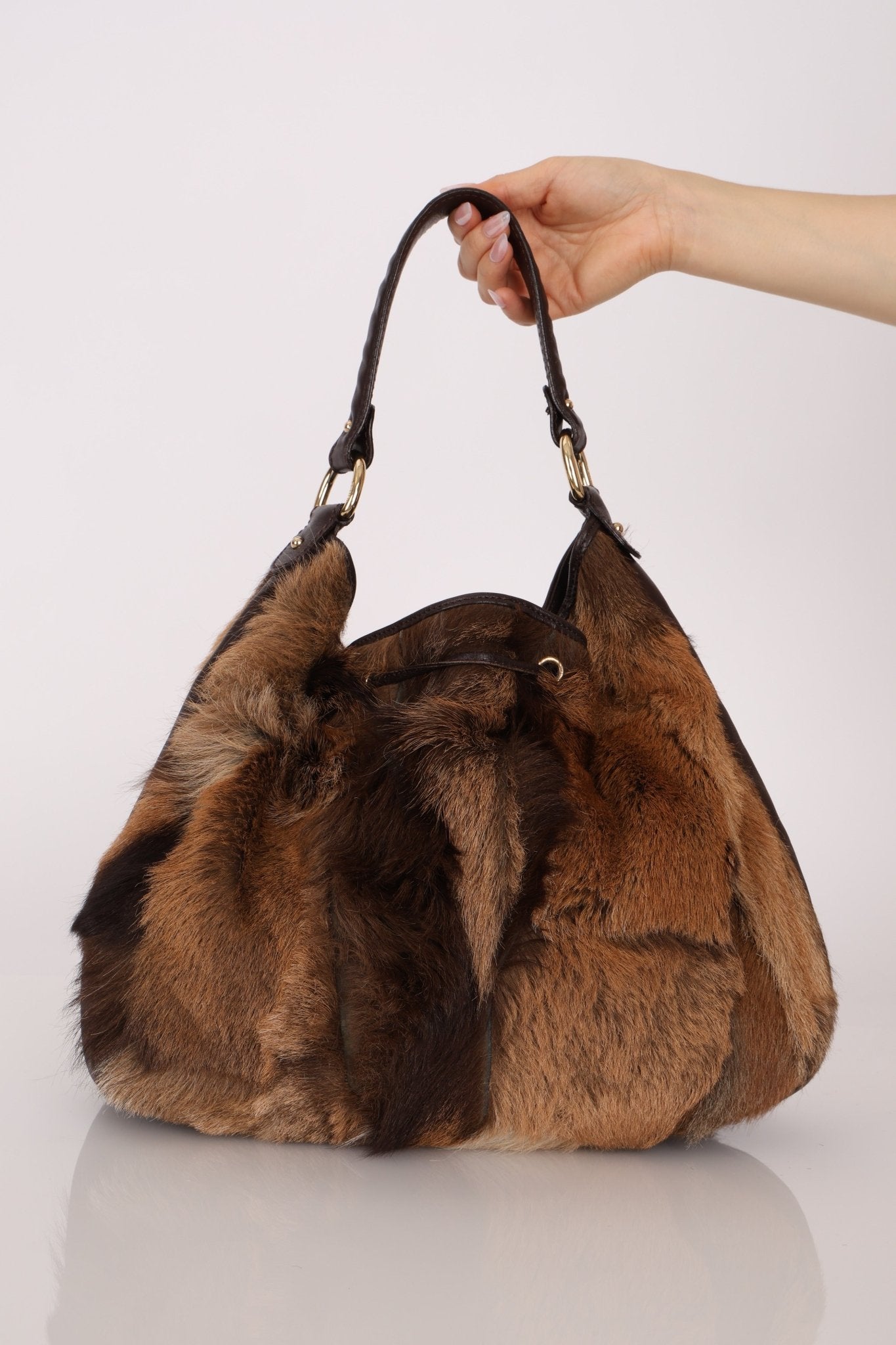 Fendi Goat and Gazelle Drawstring Bucket Bag - FashioNica