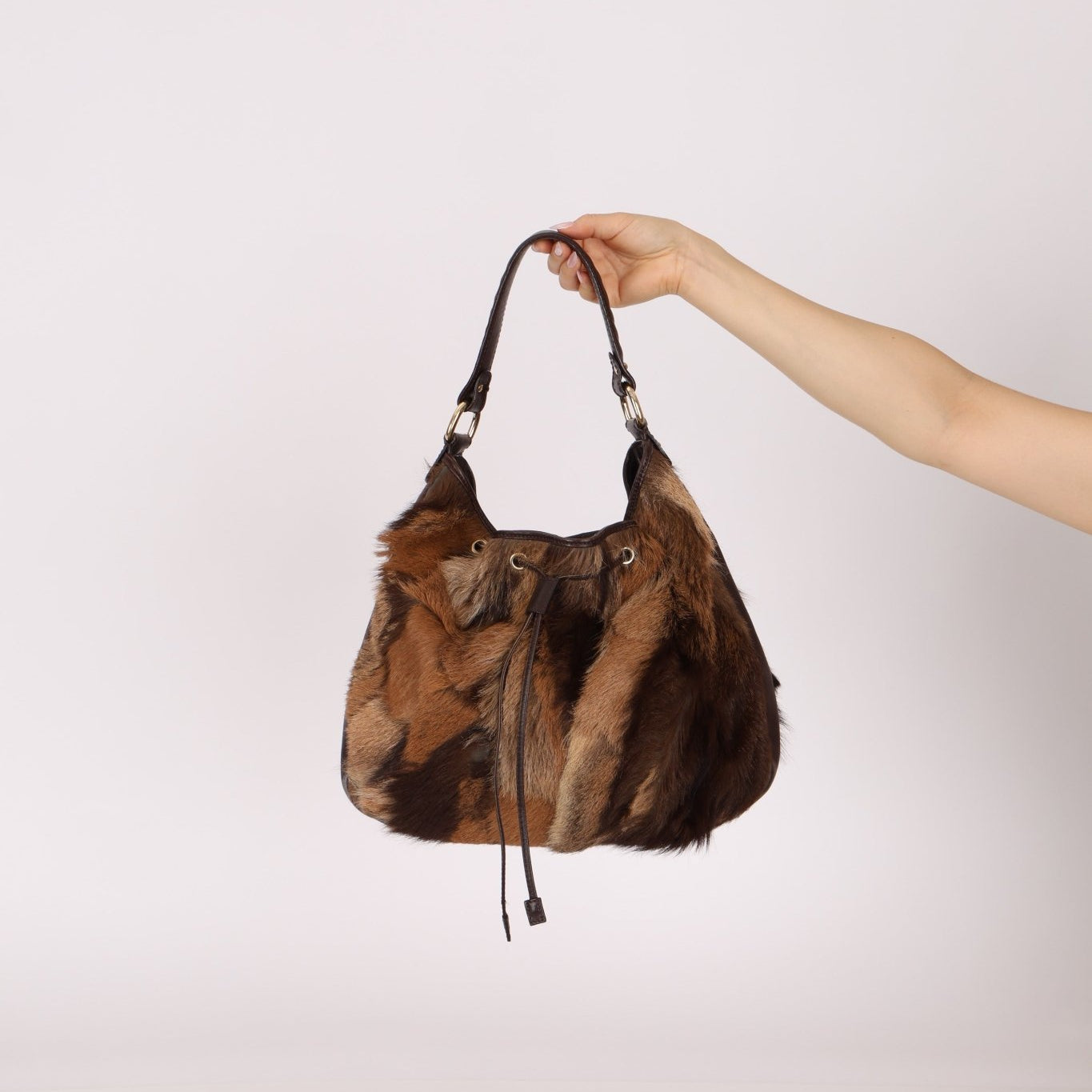 Fendi Goat and Gazelle Drawstring Bucket Bag - FashioNica