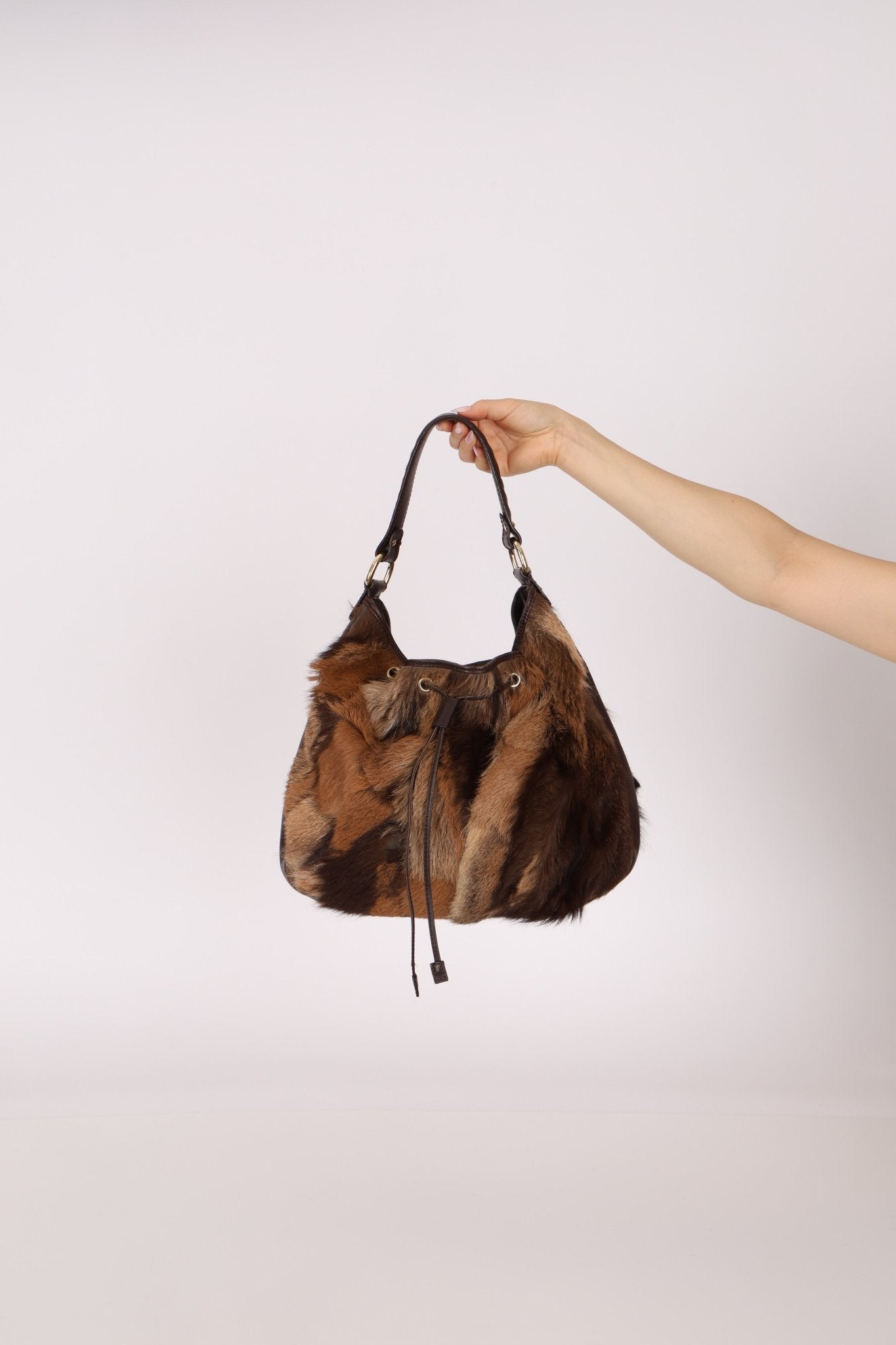 Fendi Goat and Gazelle Drawstring Bucket Bag - FashioNica