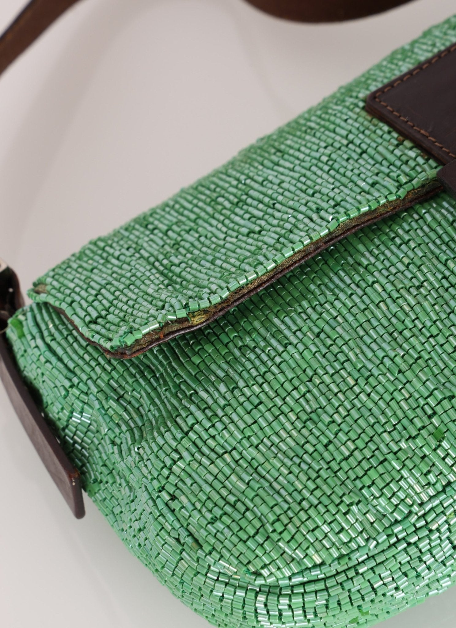 Fendi Green Beaded Baguette - FashioNica