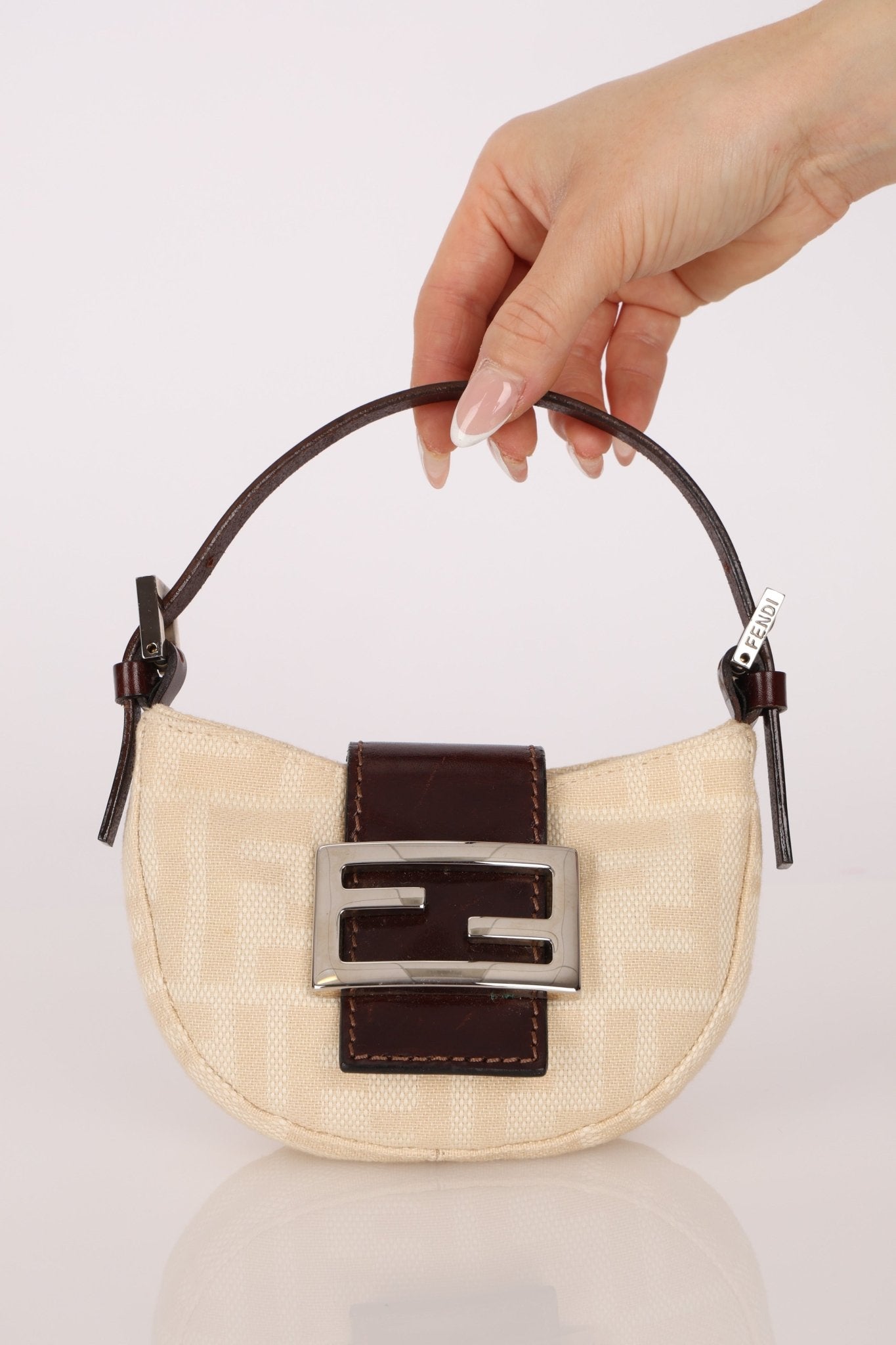 Fendi Ivory Zucca Mini Croissant - FashioNica