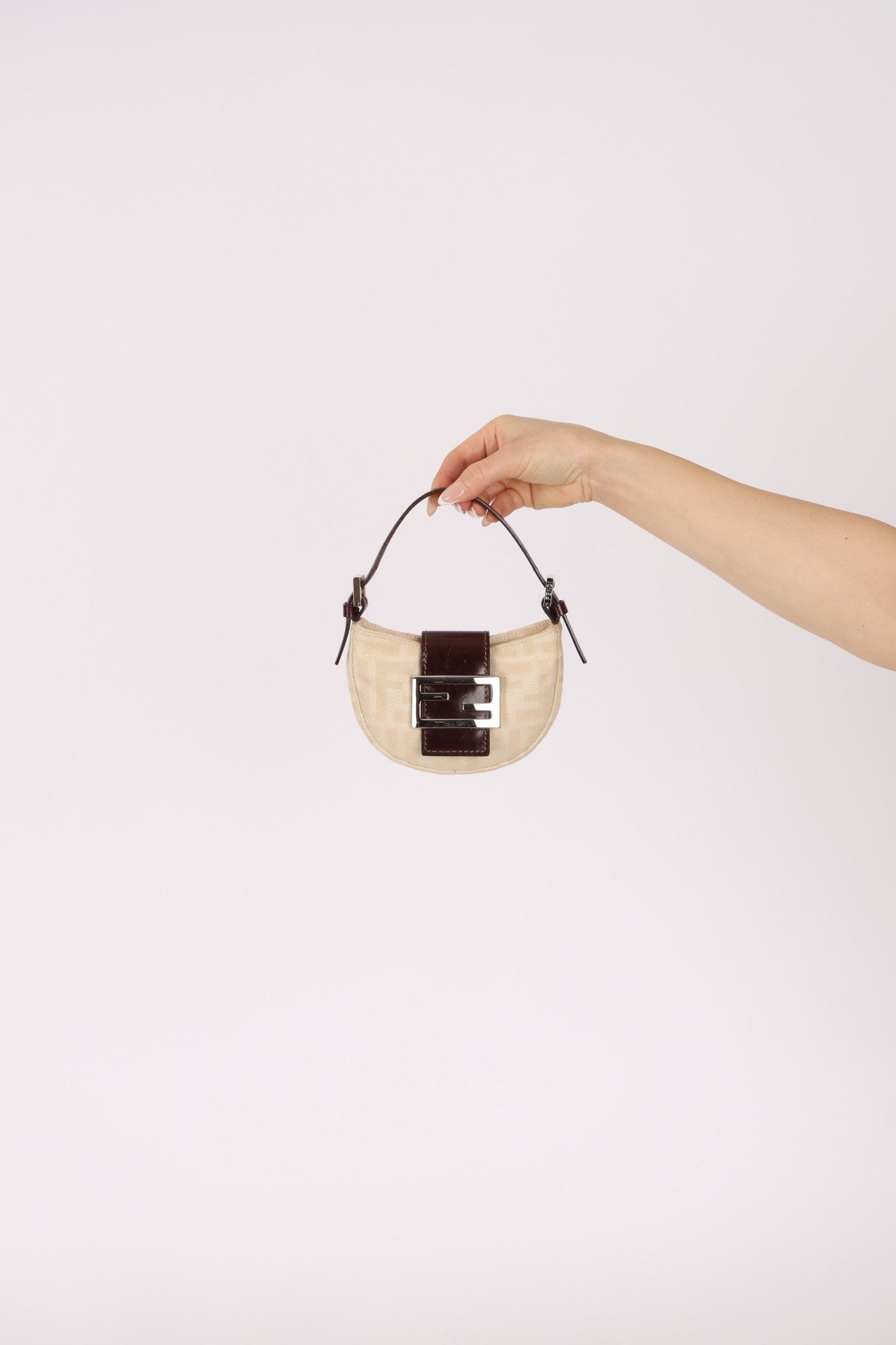 Fendi Ivory Zucca Mini Croissant - FashioNica