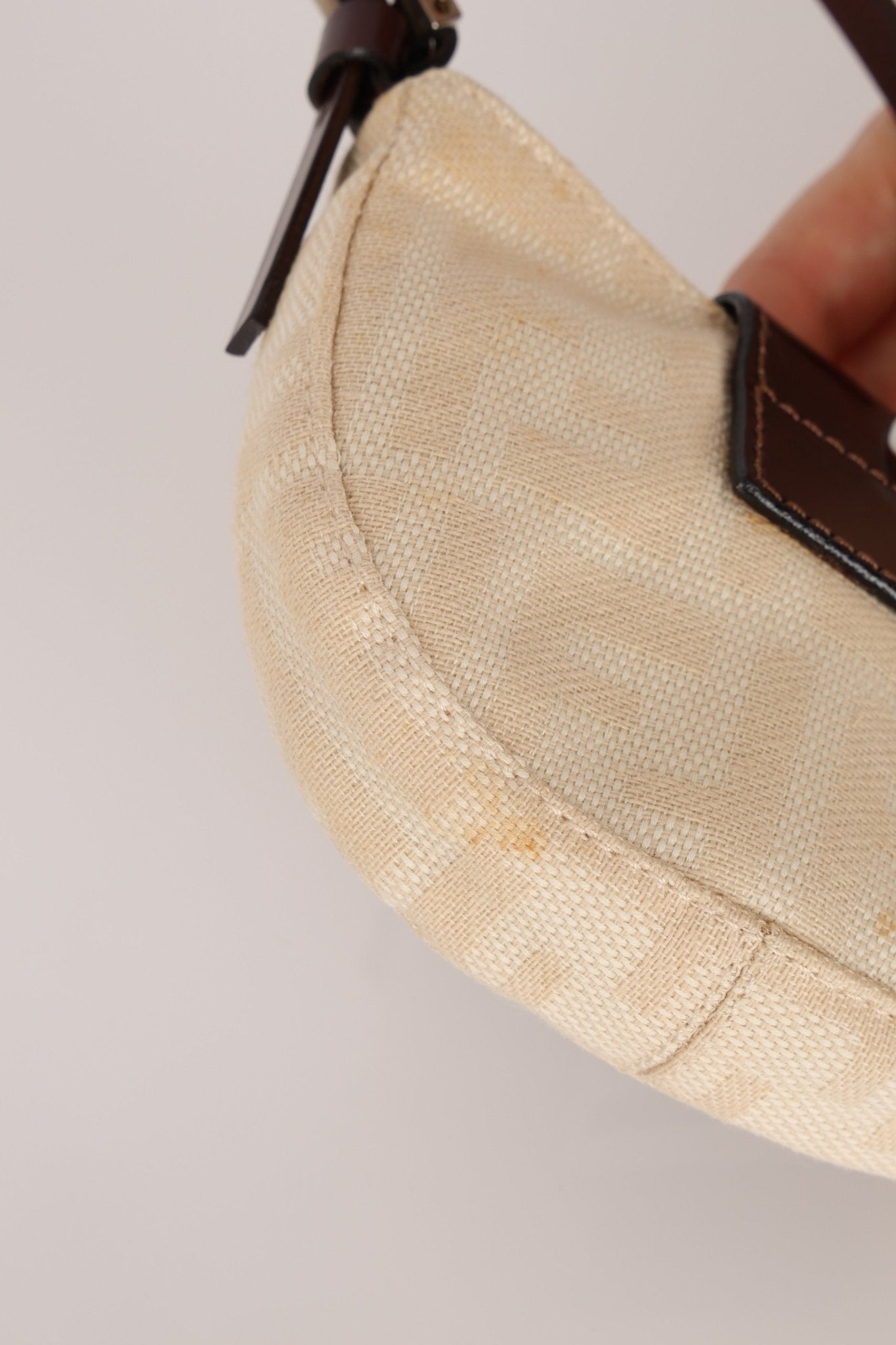 Fendi Ivory Zucca Mini Croissant - FashioNica