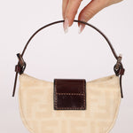 Fendi Ivory Zucca Mini Croissant - FashioNica