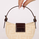 Fendi Ivory Zucca Mini Croissant - FashioNica