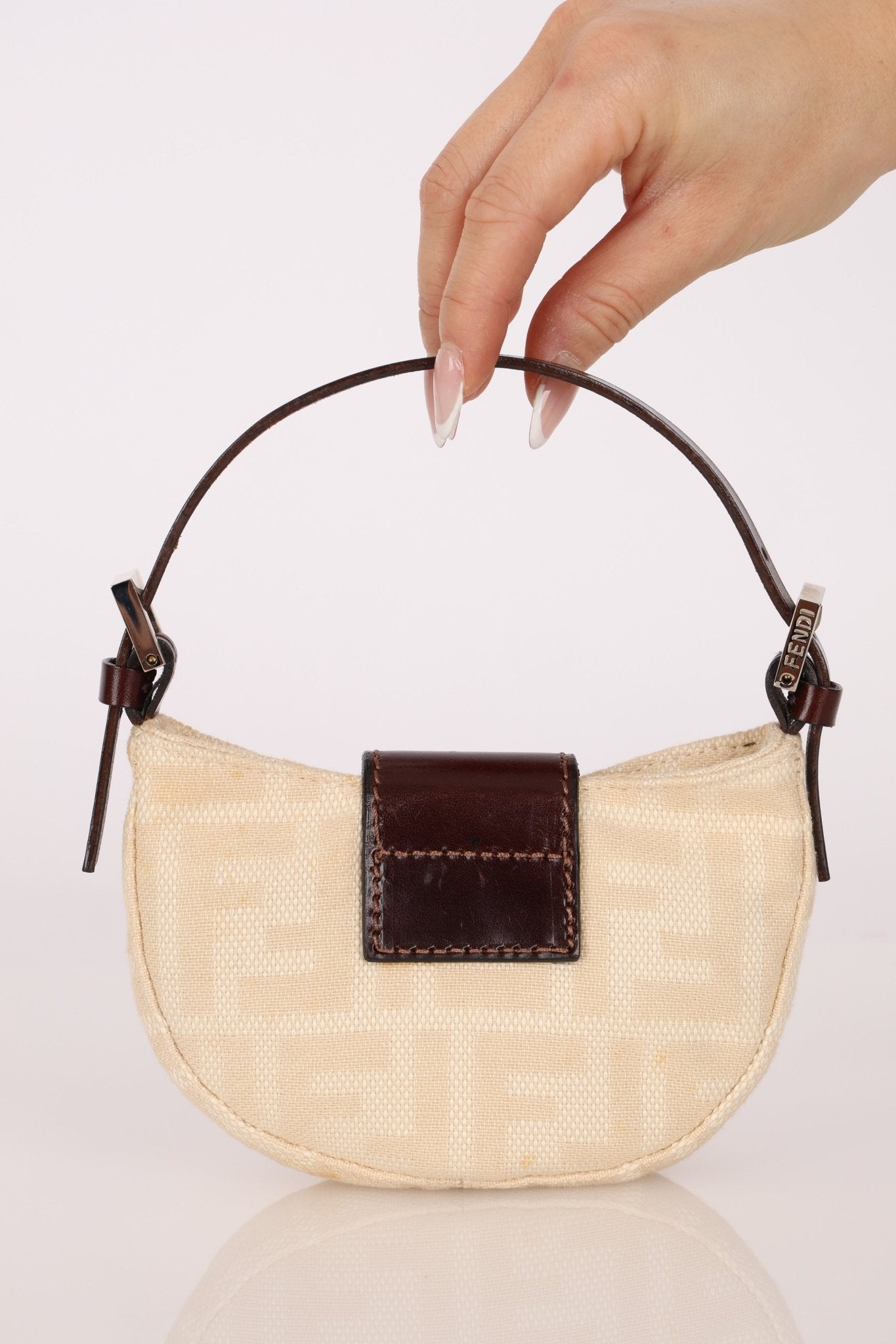 Fendi Ivory Zucca Mini Croissant - FashioNica