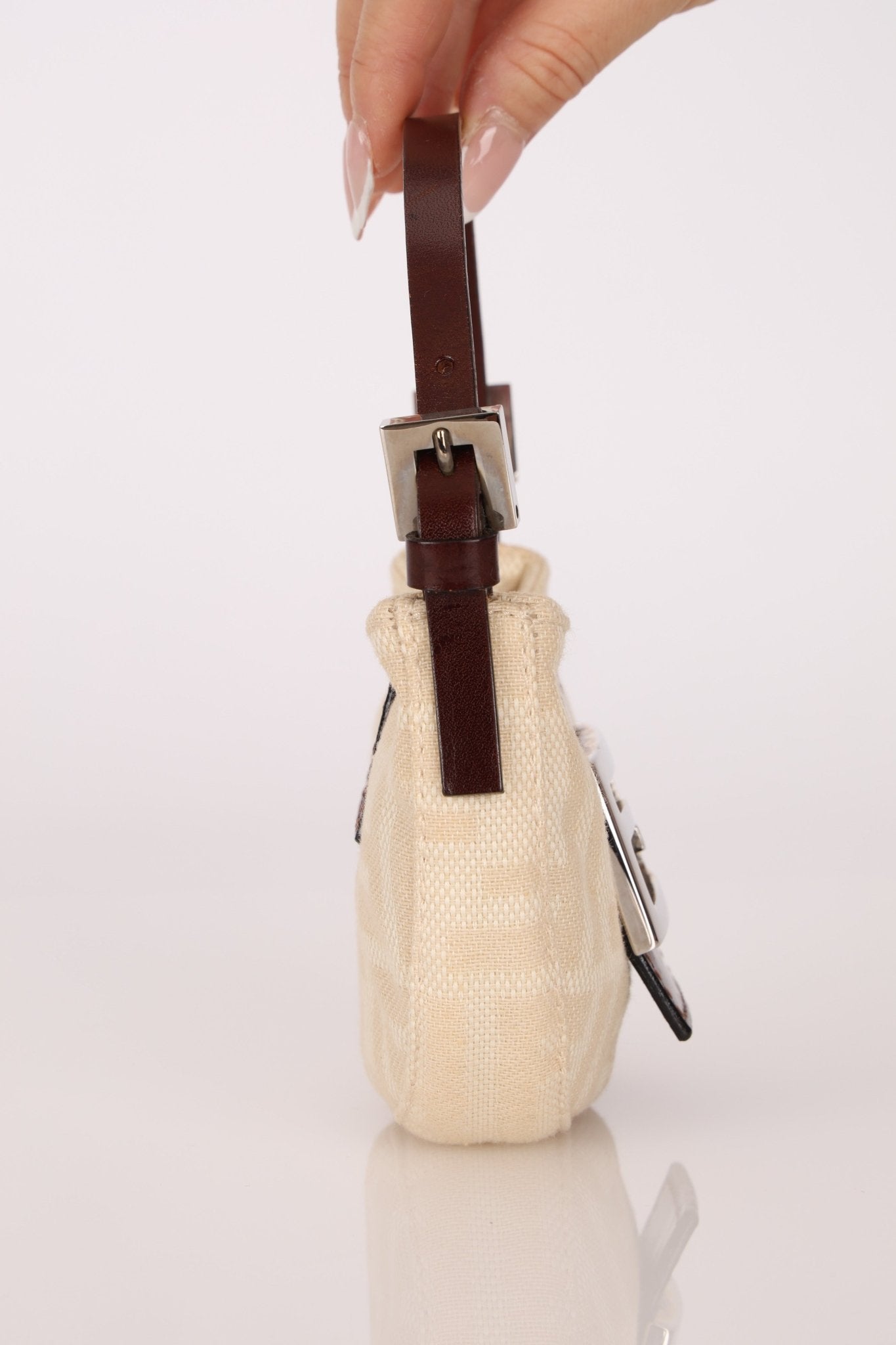 Fendi Ivory Zucca Mini Croissant - FashioNica