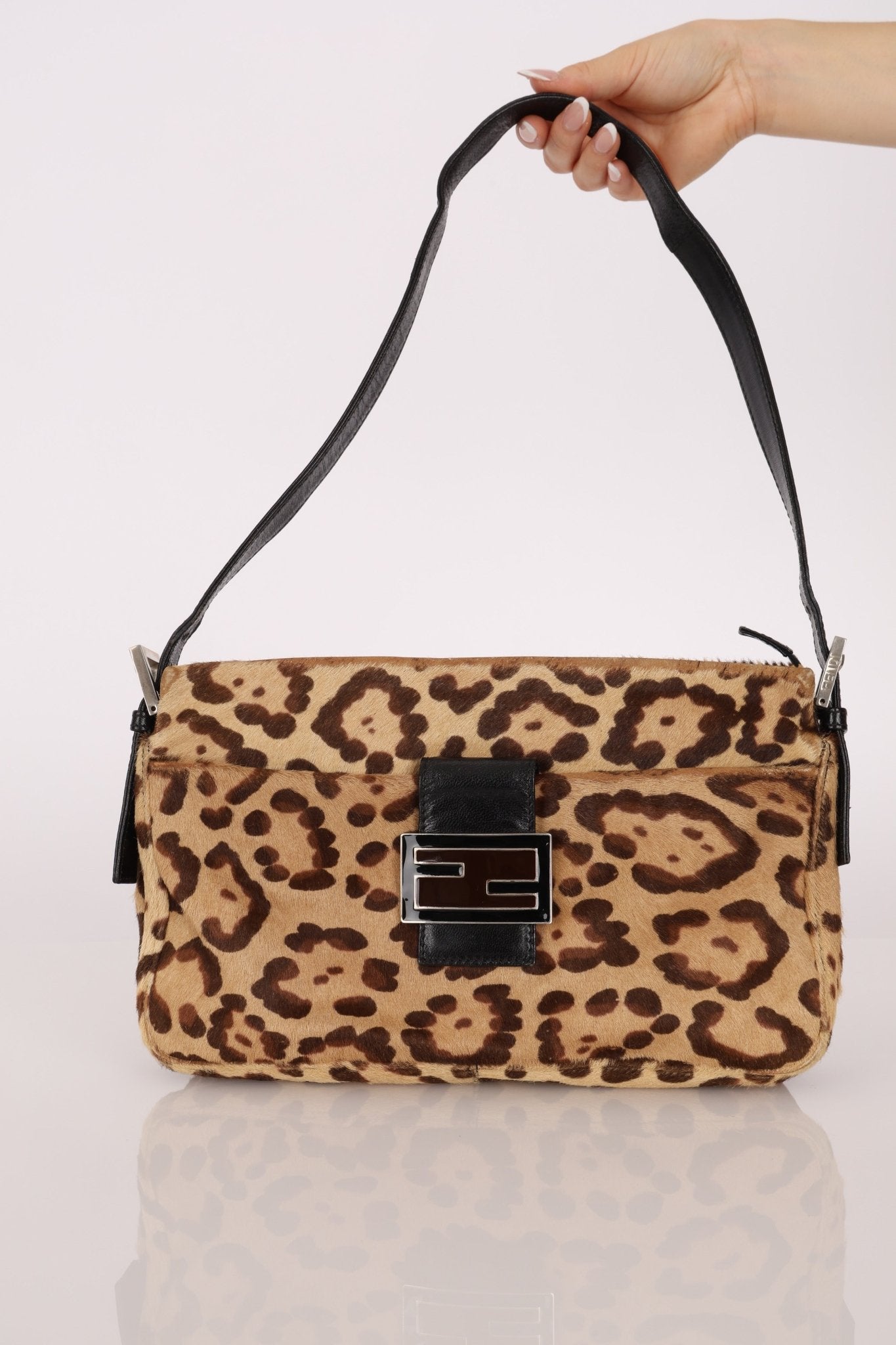 Fendi Jaguar Print Ponyhair Baguette - FashioNica