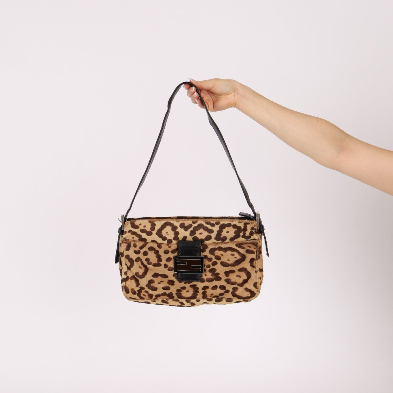 Fendi Jaguar Print Ponyhair Baguette - FashioNica