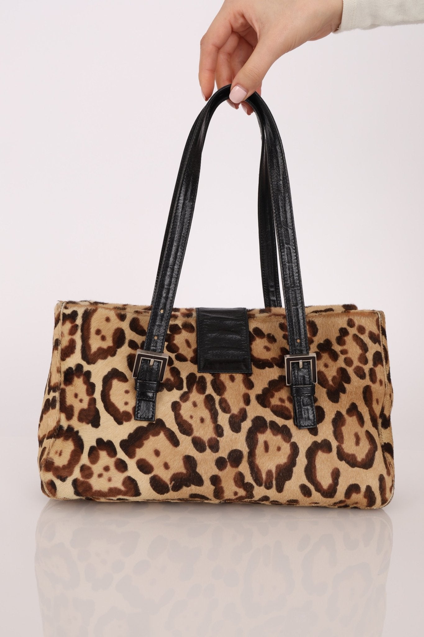 Fendi Jaguar Print Ponyhair Baguette Bag - FashioNica