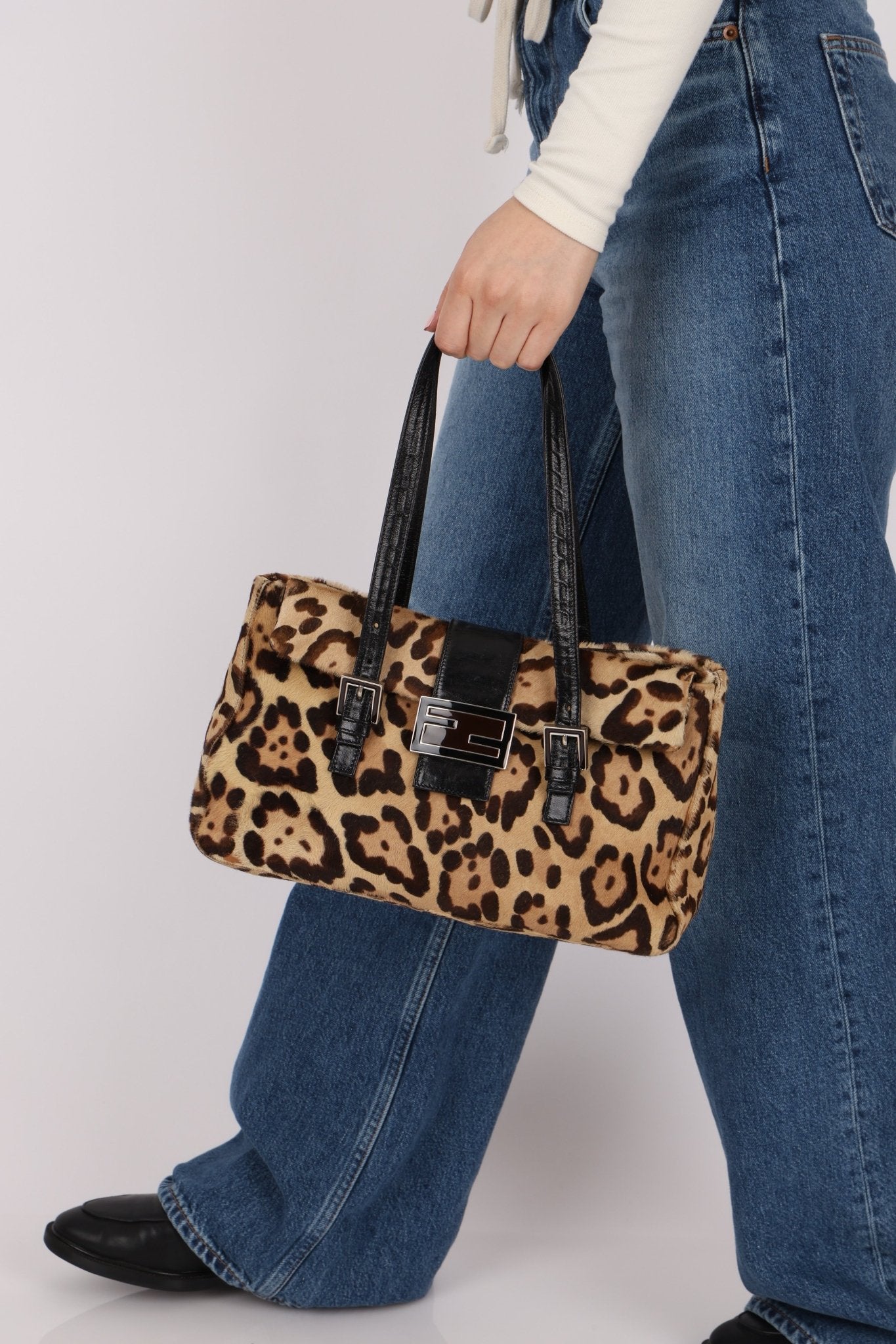 Fendi Jaguar Print Ponyhair Baguette Bag - FashioNica
