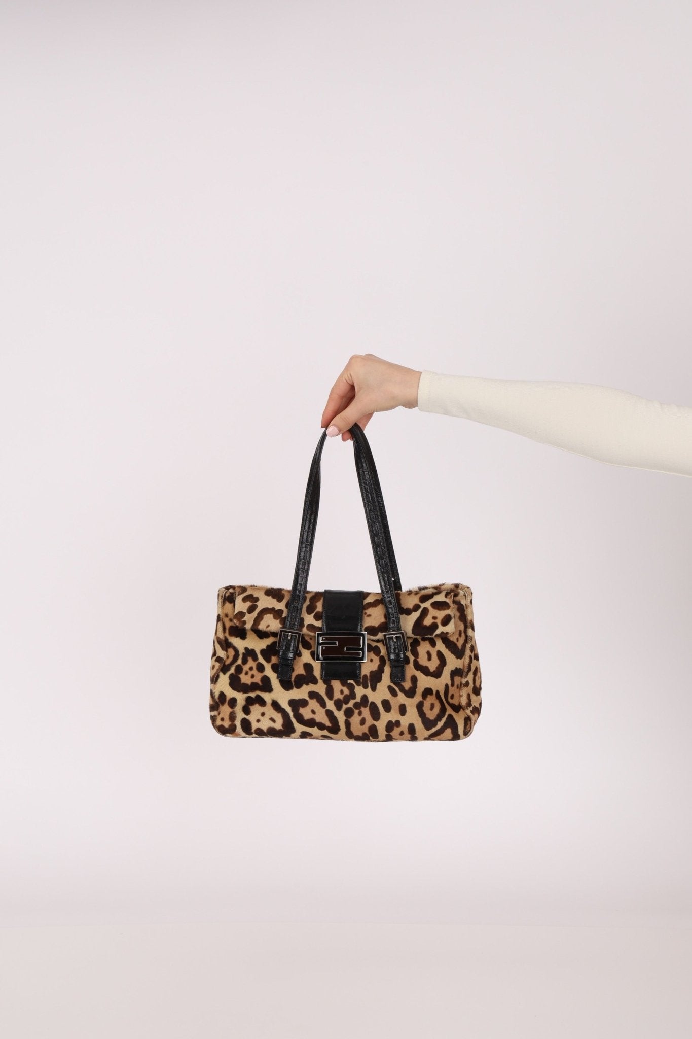 Fendi Jaguar Print Ponyhair Baguette Bag - FashioNica