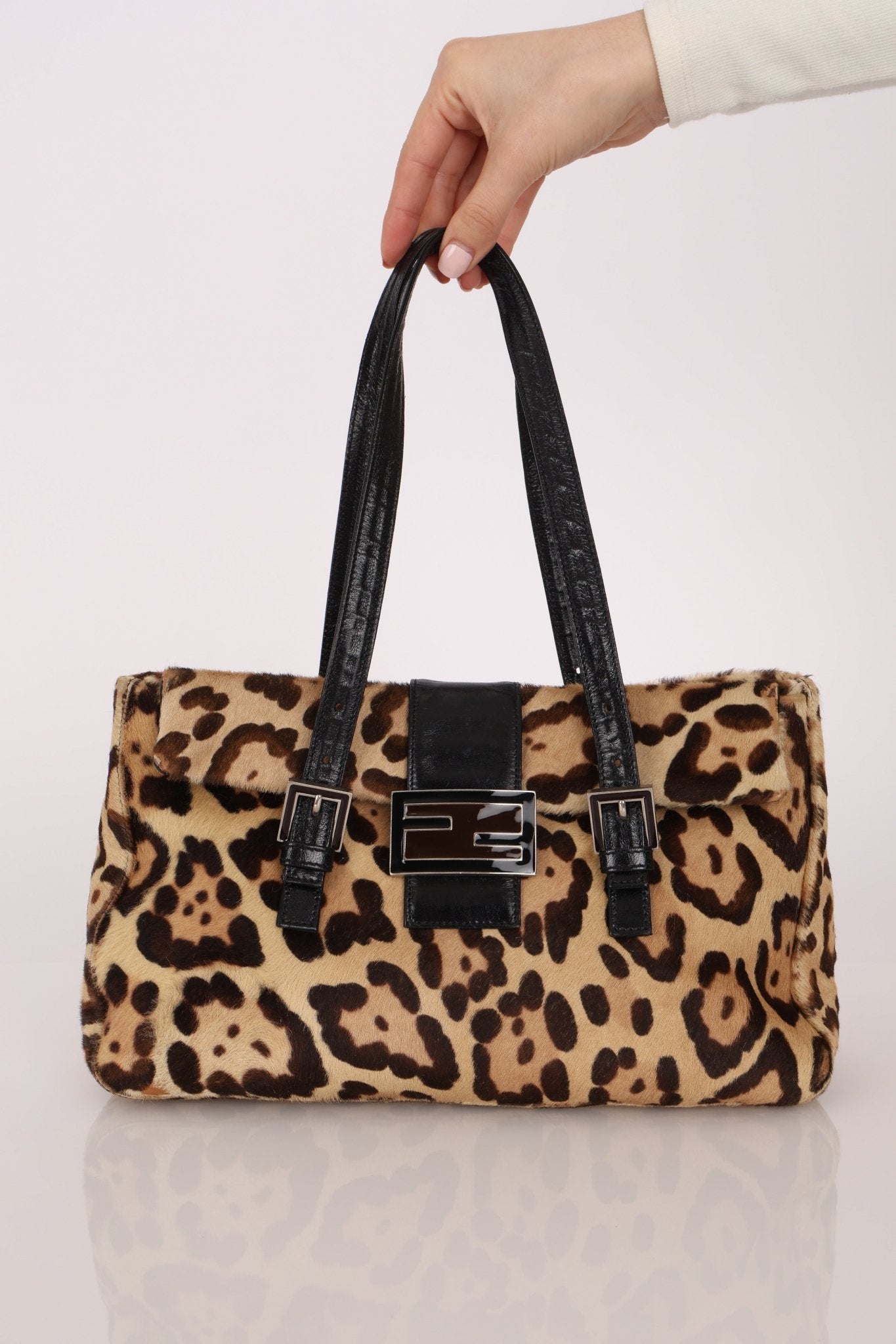 Fendi Jaguar Print Ponyhair Baguette Bag - FashioNica