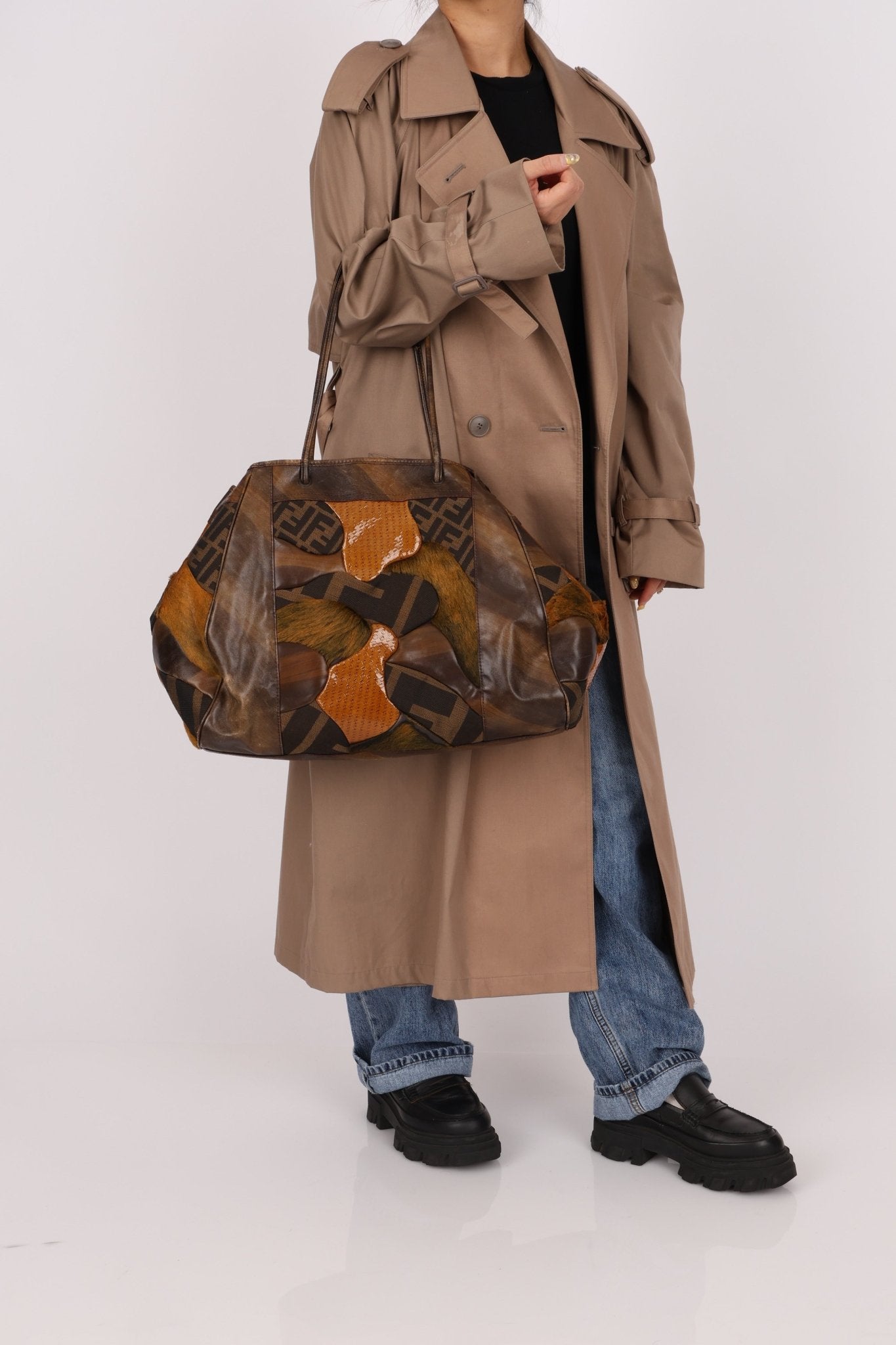 Fendi Large Mix Media Zucca Tote - FashioNica