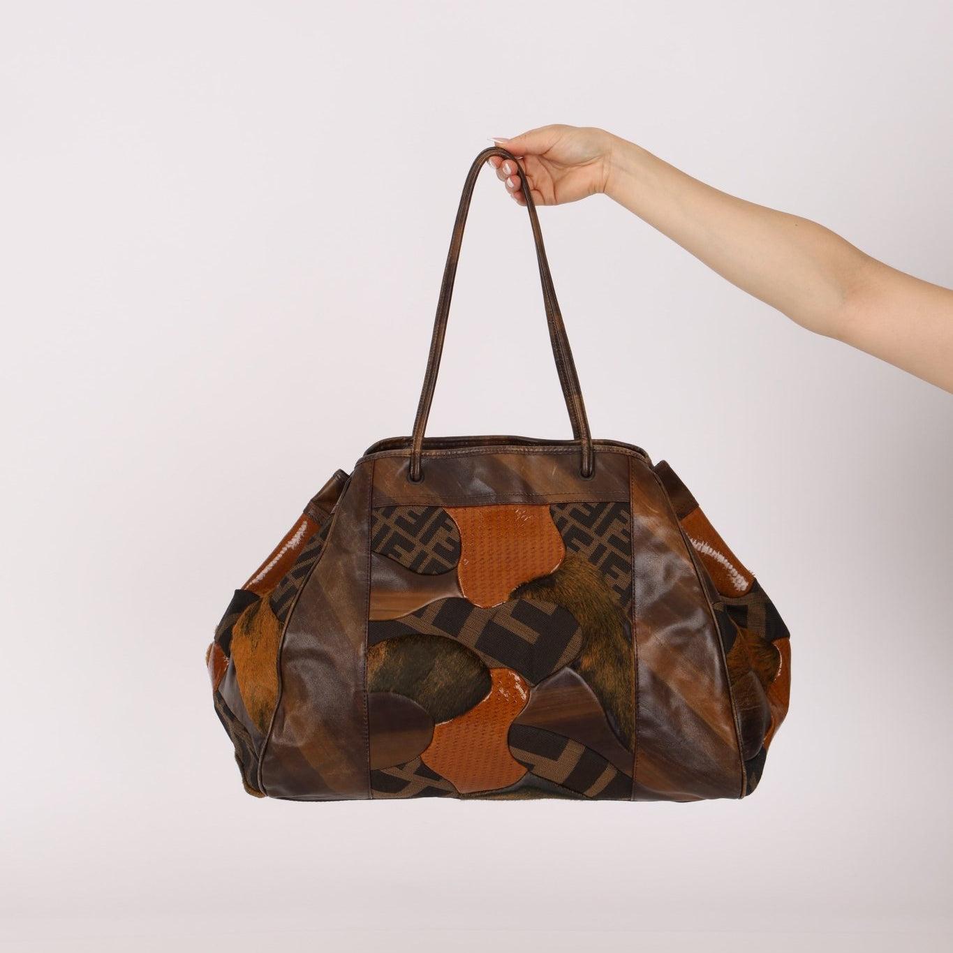 Fendi Large Mix Media Zucca Tote - FashioNica