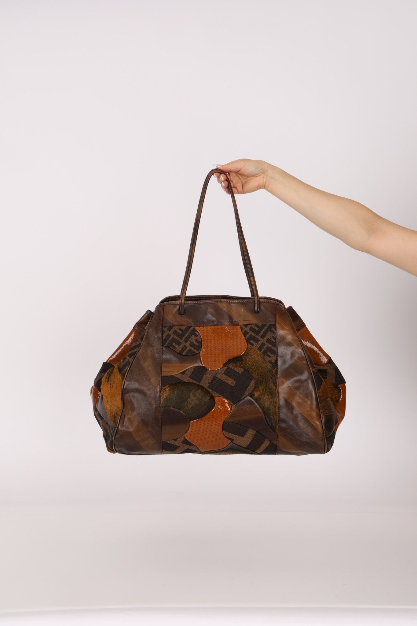 Fendi Large Mix Media Zucca Tote - FashioNica