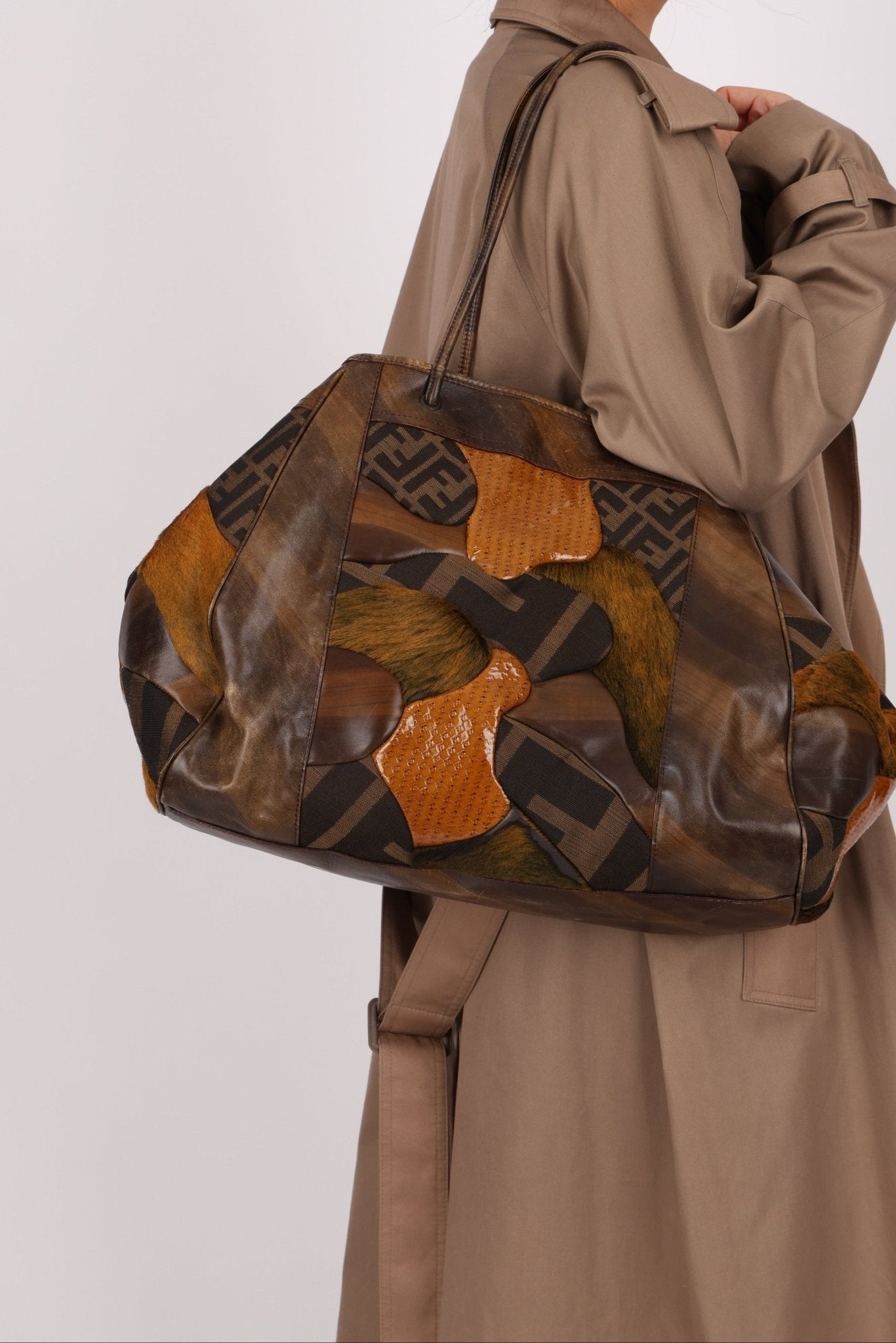 Fendi Large Mix Media Zucca Tote - FashioNica