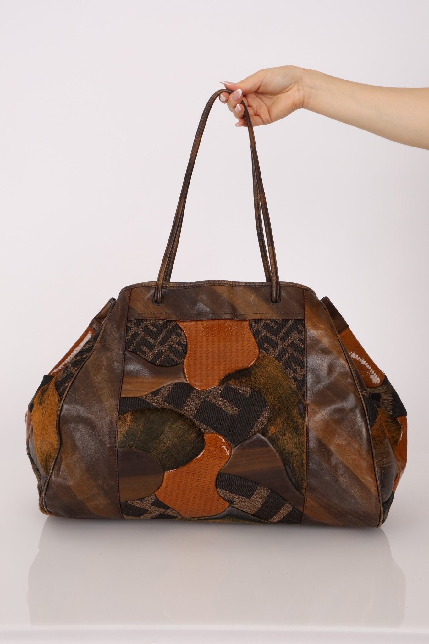 Fendi Large Mix Media Zucca Tote - FashioNica