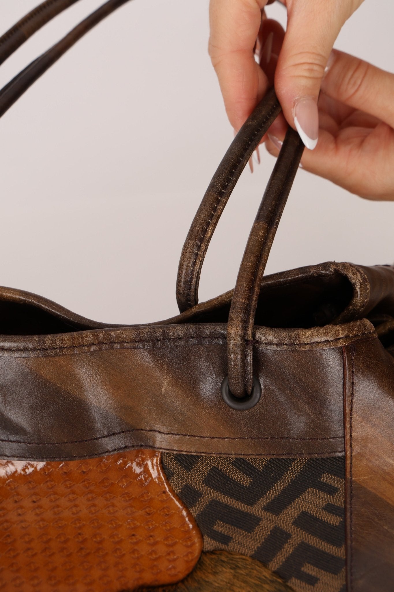 Fendi Large Mix Media Zucca Tote - FashioNica