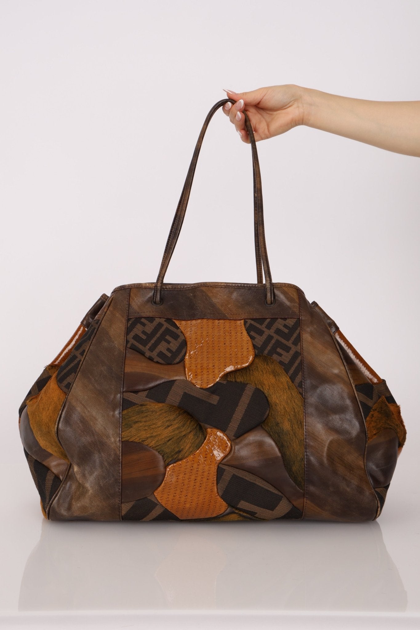 Fendi Large Mix Media Zucca Tote - FashioNica