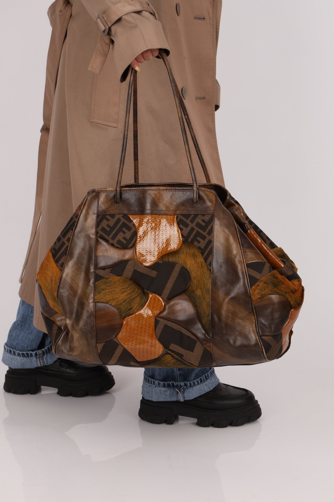 Fendi Large Mix Media Zucca Tote - FashioNica